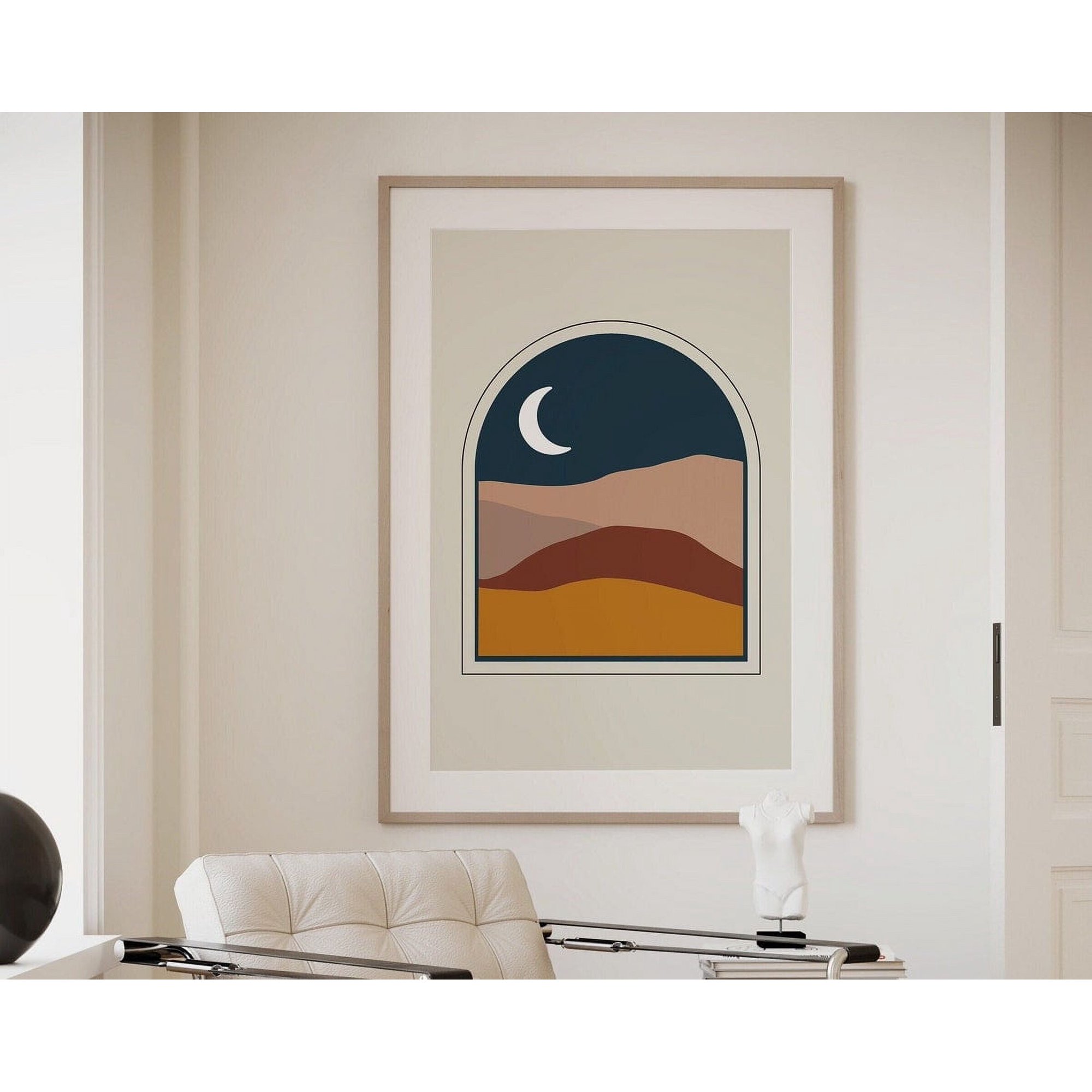 Abstract Moon Landscape Print Boho Abstract Nature Art Boho Landscape Boho Wall Art Modern Wall Decor 12x18 UNFRAMED