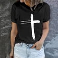 thumbnail image 1 of Daisyyozoid Nouvelles Arrivées Hauts pour Femmes Joyeuses Pâques Lettrage Imprimé Col Rond Manches Courtes Haut Manches Courtes Col Rond Chemise, 1 of 5