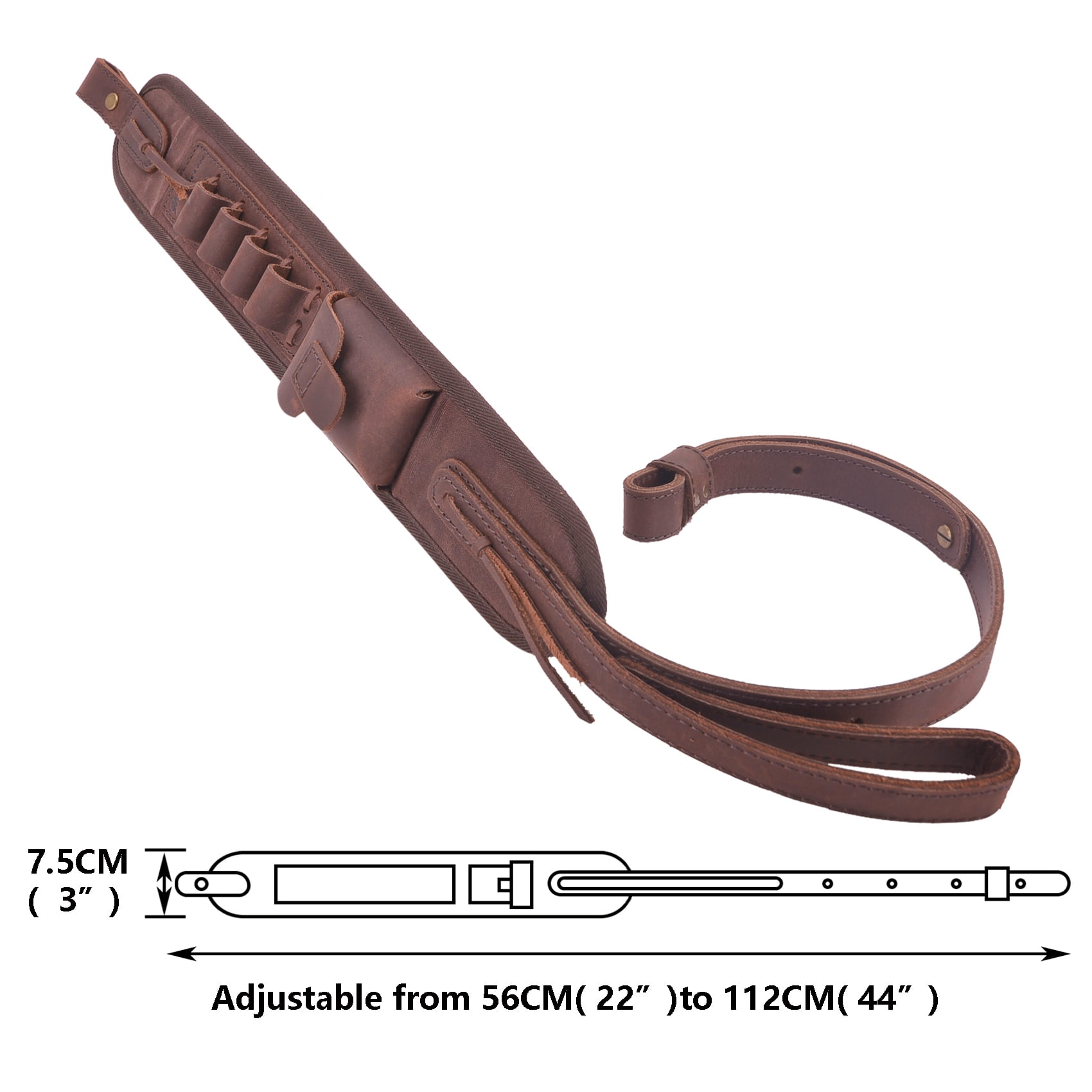 Canvas Leather Shotgun Ammo Shell Holder Handmade Sling Hunting Gun Strap for 20GA