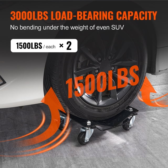 VEVOR Plataforma rodante para ruedas, plataforma rodante para automóvil de 3000 lbs/1360 kg, juego de 2 estacas para llantas de automóvil, plataforma rodante