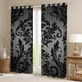 thumbnail image 2 of Manfei Black Grey Damask Black Out Curtains for Adult, Bohemian Flower Floral Curtains Pack of 2 (42x63 Each), Hippie Mandala Style Bedroom Curtains, Curtains and Drapes Decor, 2 of 6
