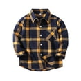 thumbnail image 2 of LFEOOST Boys' Girls' Fashion Flannel Shirt Jackets Plaid Long Sleeve Lapel Button Down Shacket Fall Winter Coat Outwear Casual Yellow 18-24 Months, 2 of 5
