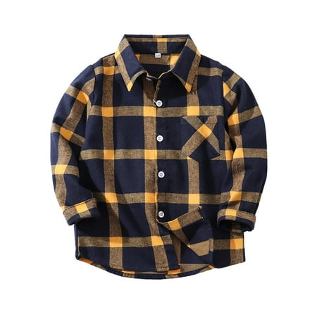 

Arnsht Toddler Flannel Shirt Jackets Plaid Long Sleeve Lapel Button Down Shacket Fall Winter Coat Trendy Outwear Casual Yellow 5-6 Years
