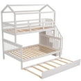 thumbnail image 6 of EUROCO Twin over Full House Bunk Bed with Trundle and Staircase, White, 6 of 17