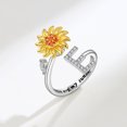 thumbnail image 1 of Rotating Sunflower Initial Letter Rings For Women Anti Anxiety Spinner You Are My Sunshine Stainless Steel Ring Birthday Jewelry, 1 of 5