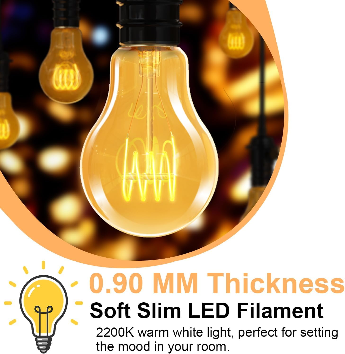 Ivyemons 4W Dimmable A19 LED Bulb, 6 pack,45W Equivalent 320LM 2200K, E26 Base vintage LED Bulb