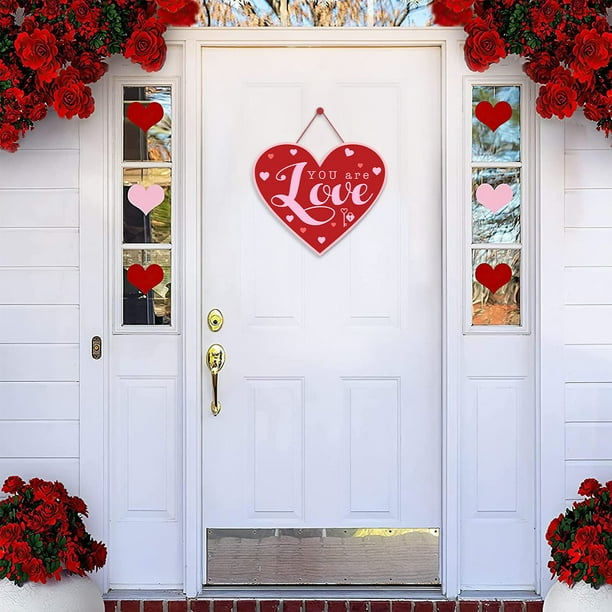 Decoraciones colgantes de corazón para San Valentín - Decoración de papel para casa, puerta y fiesta, 1 cuenta
