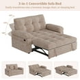 thumbnail image 2 of Homfa Modern Sleeper Sofa with Pull-Out Bed, Space-Saving Loveseat with USB Charging Port & 4 Side Storage Pockets & Cushions for Living Room Apartments, Chenille Fabric, Khaki, 2 of 9
