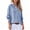 Blue-M, variant on Womens Ruffle V Neck Button Down Blouse Casual Long Sleeve Gingham Trendy Tops Work Checkered Shirt