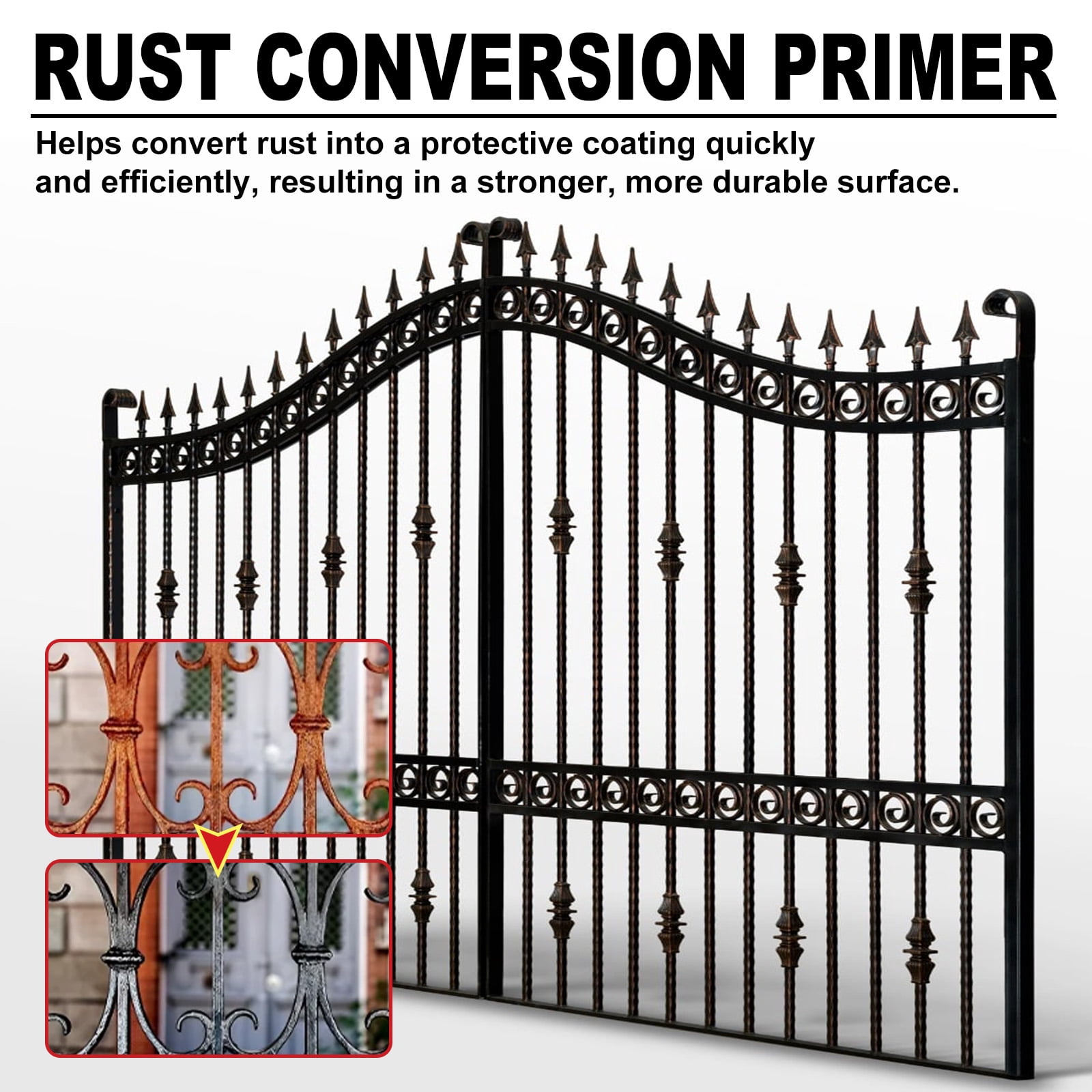 Alvantor Rust Converter & Metal Primer, Water-Based Corrosion Remover for Iron Railings & Brackets, Blue