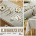 thumbnail image 4 of Mantel de lino de algodón lavable con borlas, mantel moderno de rayas simples para decoración de mesa de comedor de cocina de hogar, 4 of 6