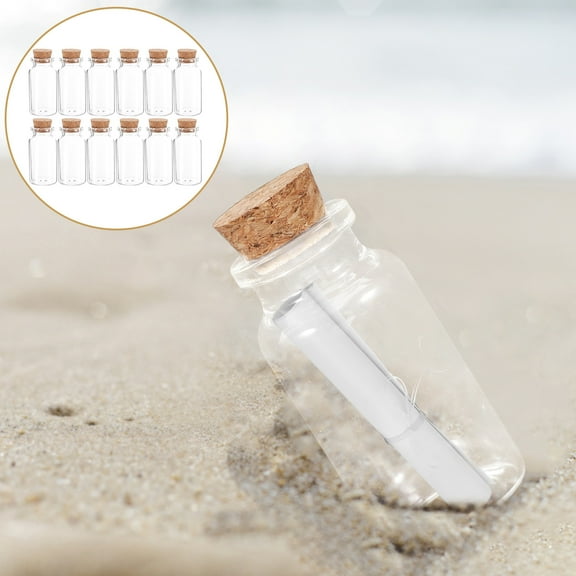 HOOWIFFY Glass Vials Mini Glass Bottle Transparent Oak 12Set Wedding