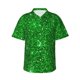 thumbnail image 1 of Fotbe Green Glitter Camisa Hawaiana para Hombre Unisex – Camisa Casual de Verano con Botones de Manga Corta de Algodón y Lino,Small, 1 of 7