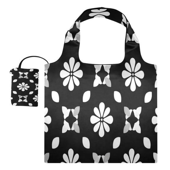 Large Capacity Print Tote Bag,Lightweight Portable Foldable Shopping Bag Geometric Florals