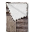 thumbnail image 2 of Industrial Soft Flannel Fleece Throw Blanket, Old Wooden Timber Oak Barn Door Farmhouse Countryside Rural House Village Print, Cozy Plush for Indoor and Outdoor Use, 50" x 70", Brown, by Ambesonne, 2 of 5