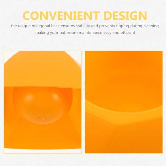 AURARMLET Yellow Toilet Brush Set with Plastic Holder and Octagonal Base for Bathroom Cleaning