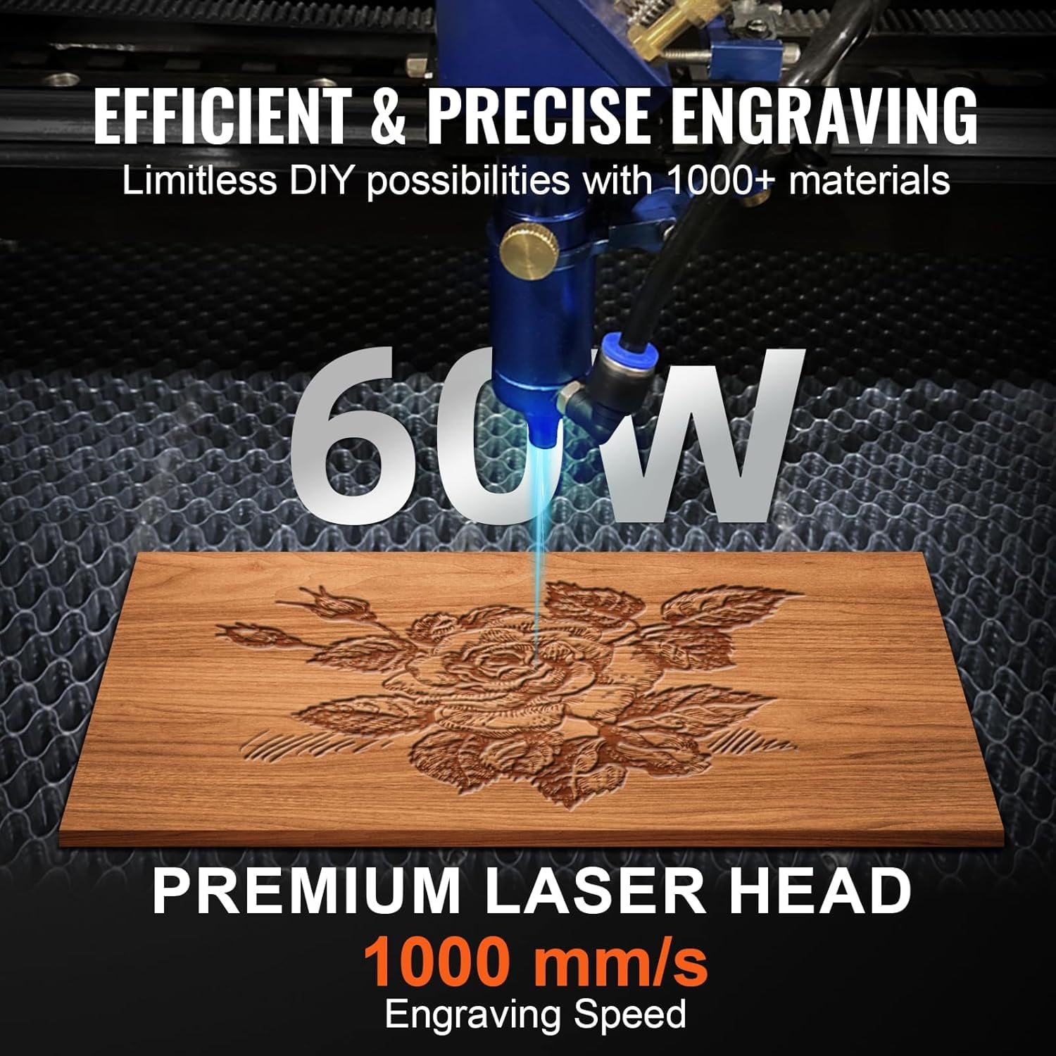 SIHAO 60W CO2 Laser Engraver with Bracket, 20"x28" Laser Engraving Cutting Machine with 2 Way Pass Air Assist Digital Control Panel RDWorks, Commercial Laser Cutter for Wood Glass Acrylic