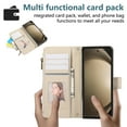 thumbnail image 5 of Zipper Wallet Cover for Samsung Galaxy Z Fold 6, Case with Crossbody Strap & Wrist Strap Card Holder Folding Stand Premium PU Leather Folio Flip Phone Case for Women for Galaxy Z Fold 6, Beige, 5 of 10