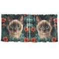 thumbnail image 7 of Yayeee Kitchen Curtains Tier Set of 2 Light Filtering 57"x24" Over Sink Window Panels, Flowers and Cat, 7 of 7