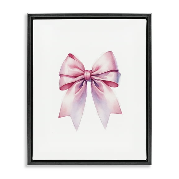 Stupell Industries Symmetrical Pink Bow Fashion Painting Black Floater Framed Canvas Art Print Wall Art, 17 x 21
