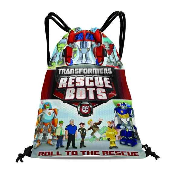 Drawstring Backpack for Transformers Rescue Bots Party Favor Bags Sackpack Adults Women Men Sports for Gym Travel Swimming Hiking Camping Tote Bag 11.8 × 15.7 in