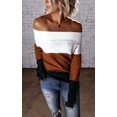 thumbnail image 2 of Pulls Femmes Robe Oversize Manches Longues Sexy hors Épaule Couleur Bloc Pull Pull Tops, 2 of 7