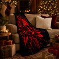 thumbnail image 3 of Red Rose Skull with Thorny Flowers, Dramatic Gothic Style for Dark Art Lovers, Crimson Skull Rose Scene and Halloween Gift, Soft Flannel Blanket for Bedroom and Study Room, Home Decor, 3 of 9