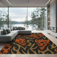 thumbnail image 2 of ODIKA 6'x9' Washable Area Rug Orange Black Gothic Skulls and Flames Design Intricate Motif with Fiery Skull for Family Room, Living Room, Master Bedroom, Non-Slip, Easy Care, 2 of 7