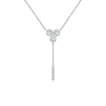ANGARA Lab Grown Bezel-Set Trio Diamond Lariat Necklace for Women in 14K White Gold (Size-3.4mm | 0.44 ct) | April Birthstone Jewelry for Her | Lab-Grown Diamond Pendant