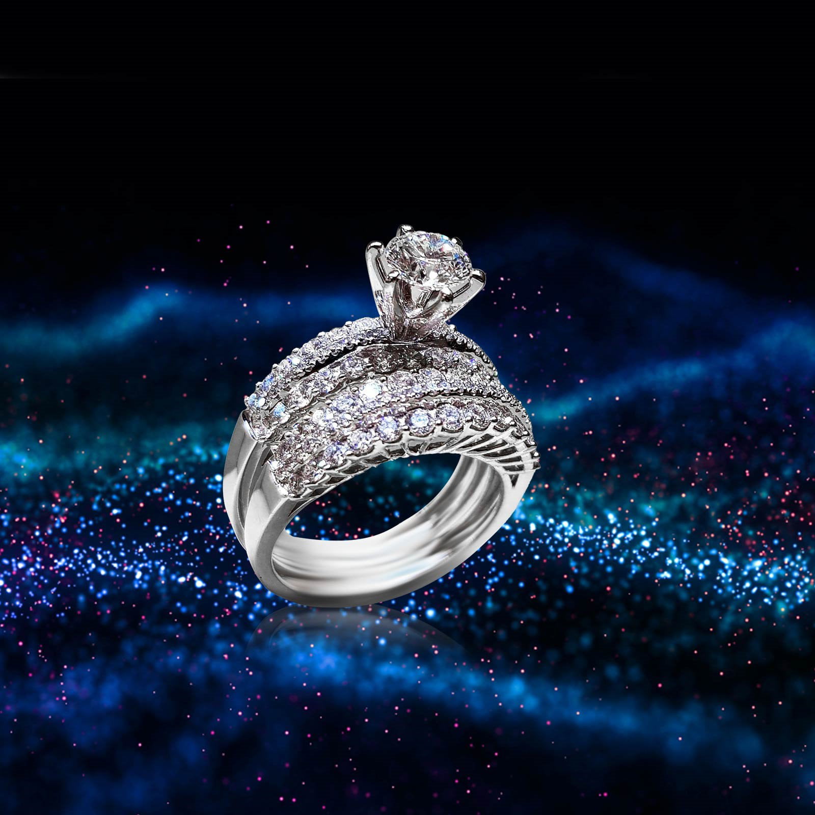 14K White Gold 1 Ctw Diamond Fashion Ring - Unclaimed Diamonds