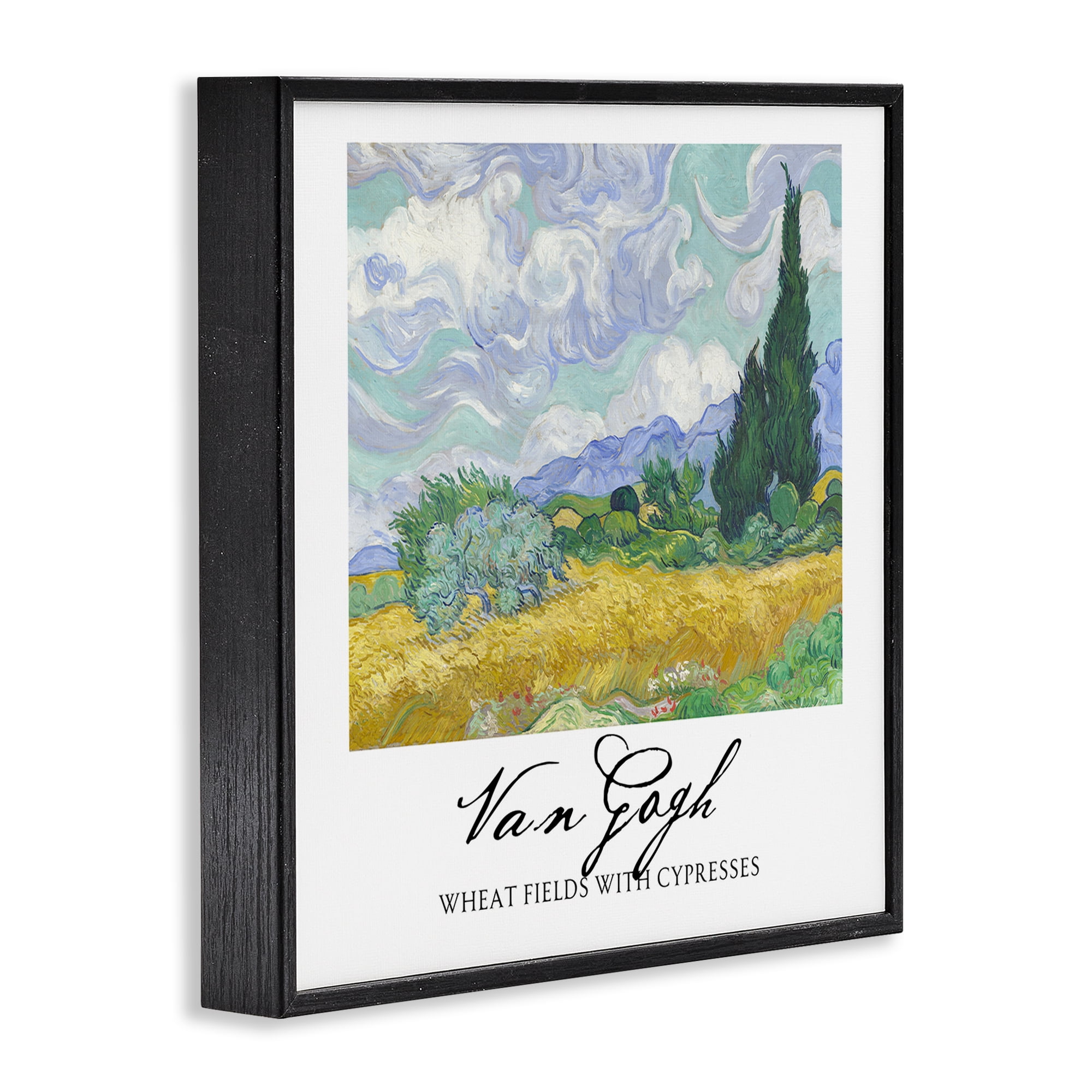 Stupell Industries Van Gogh Wheat Field with Cypresses Black Framed Giclee Art, design by Vintage Hustle