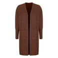 thumbnail image 5 of Sakmal Casual Cardigan Sweaters Womens Knitted Open Front Duster Plus Size Cardigan Brown Long Sweater Top with Pockets, 5 of 7