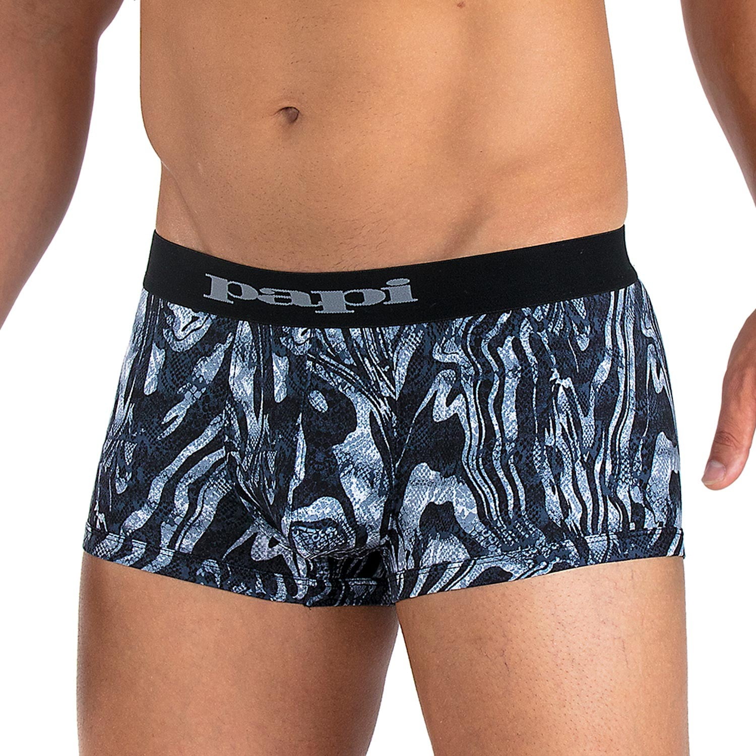 PAPI BRAZILIAN TRUNK MEN'S 586 ANIMAL PRINT BLACK LARGE UNDERWEAR