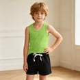 thumbnail image 5 of Qingpeng Kids Stylish Set Sleeveless Solid Color Racerback Tank Top And Drawstring Shorts With Elastic Waist For Casual Wear Matching Outfit Set For Kids, 5 of 9