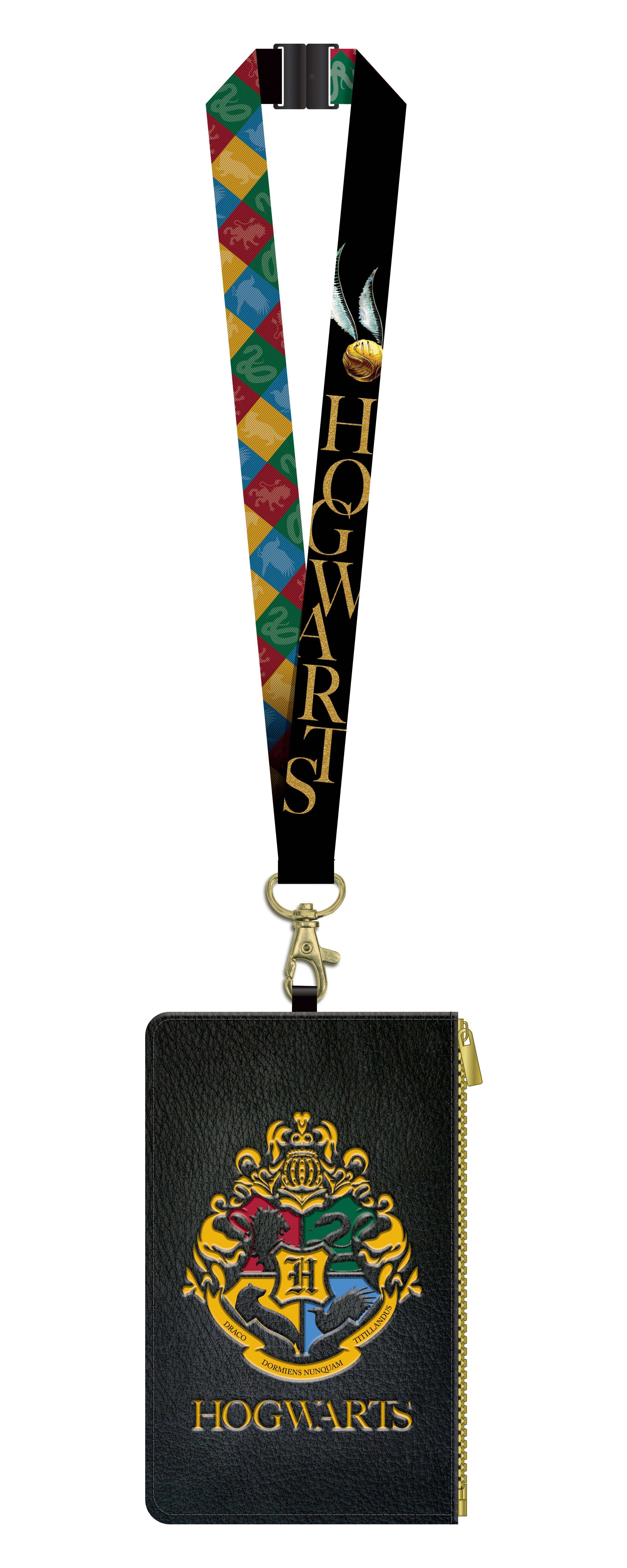 Harry Potter Ilustrated Hogwart's Crest Heart Lanyard Retractable Reel Badge ID Card Holder - Pink