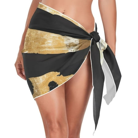 Leopard Skin Heart Striped Women Coverups Beach Cover Up Chiffon Swimsuit Bikini Wrap Short Skirt Beach Slit Tie Waist