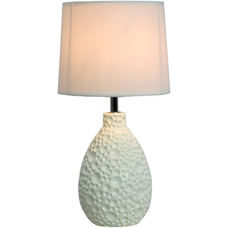 Simple Designs Textured Stucco Ceramic Oval Table Lamp