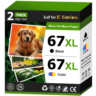 67XL Ink Cartridge Compatible for HP 67 Ink Cartridge for HP Ink 67 Printer Ink DeskJet 2752e 2855e