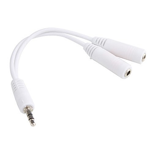 Wideskall Câble Adaptateur Audio Stéréo en Y Plaqué Or 6 Pouces 2.5mm (Blanc)