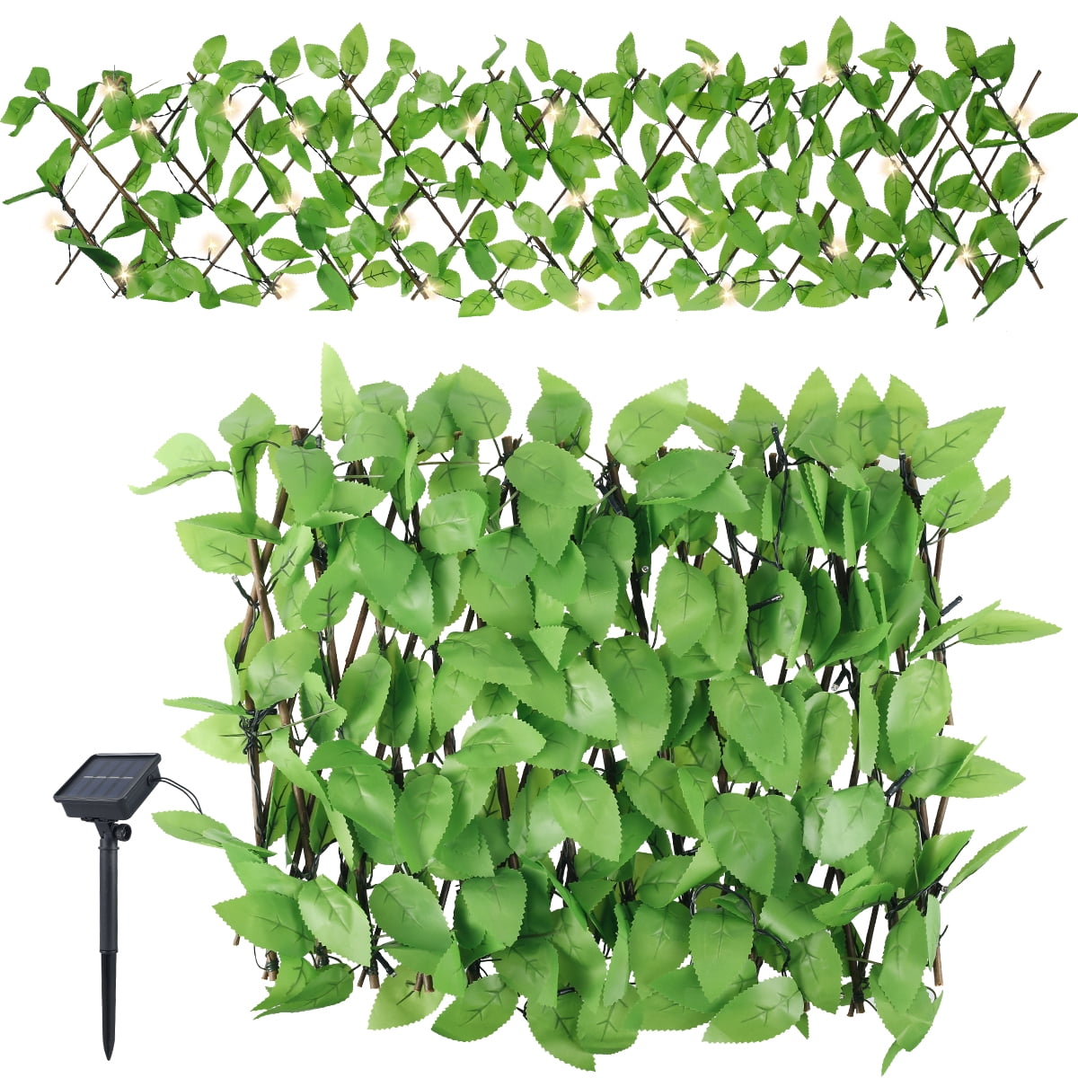 Artificial Leaf Fence with Solar Light Flexible Faux Leaf Privacy Fence