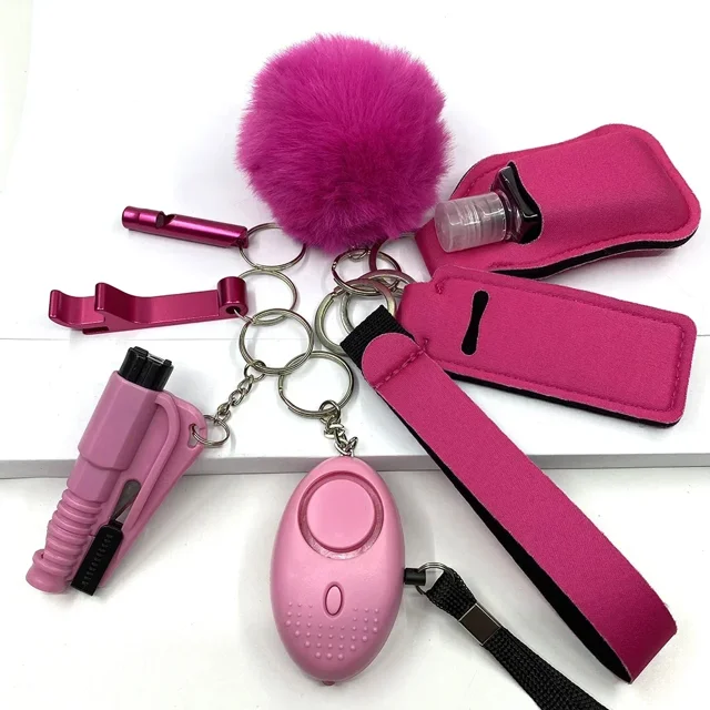 Juego de llavero de autodefensa para mujer, accesorios a granel, herramienta de latón, Pe, defensa personal, venta al por mayor