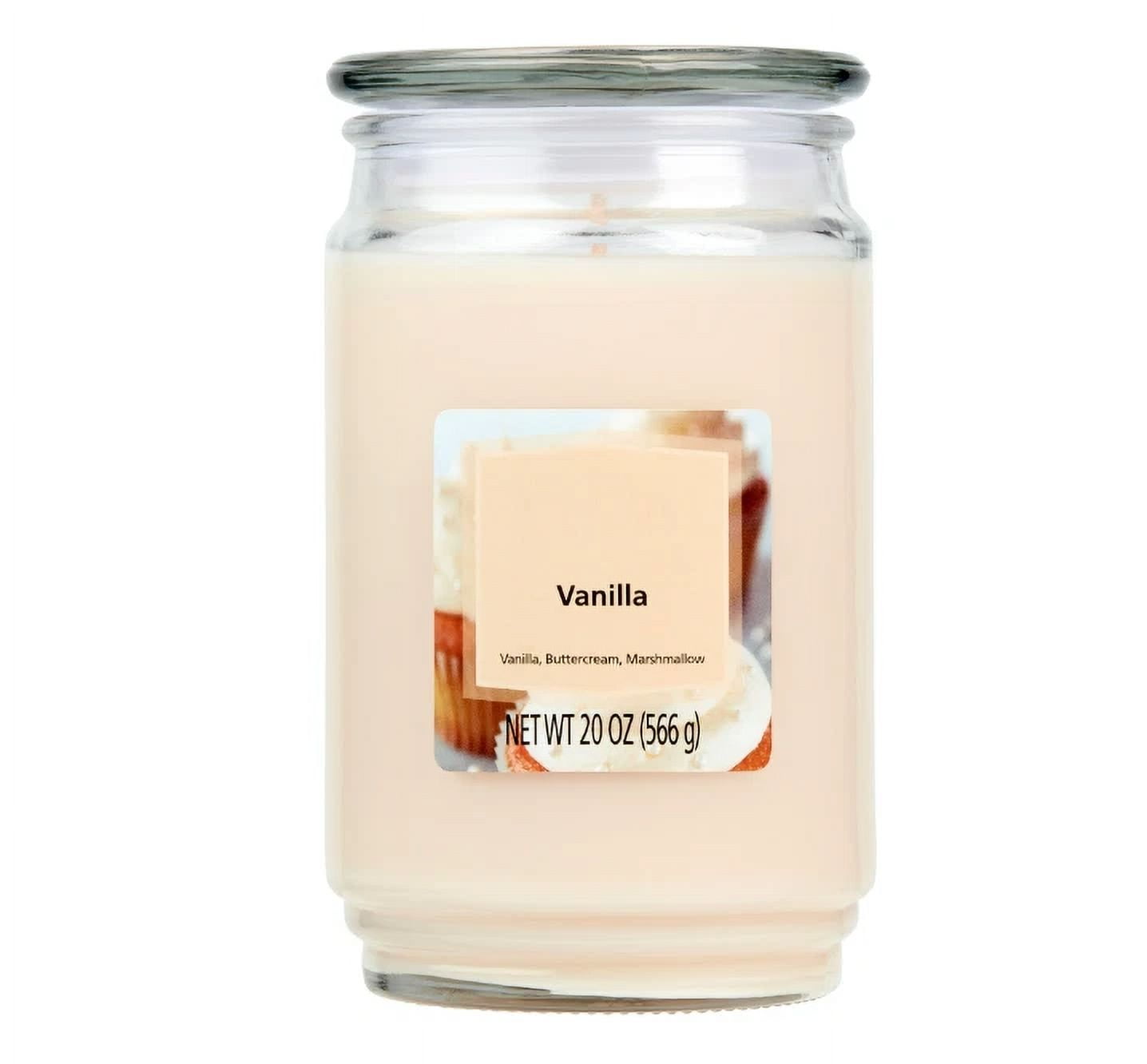 Vanilla Scented Single-Wick Large Glass Jar Candle, 20 Oz