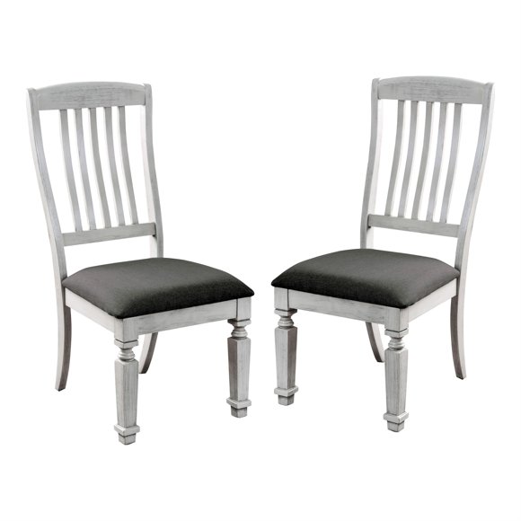 Furniture of America Cassie Wood Padded Dining Chair in Antique White (Set of 2)