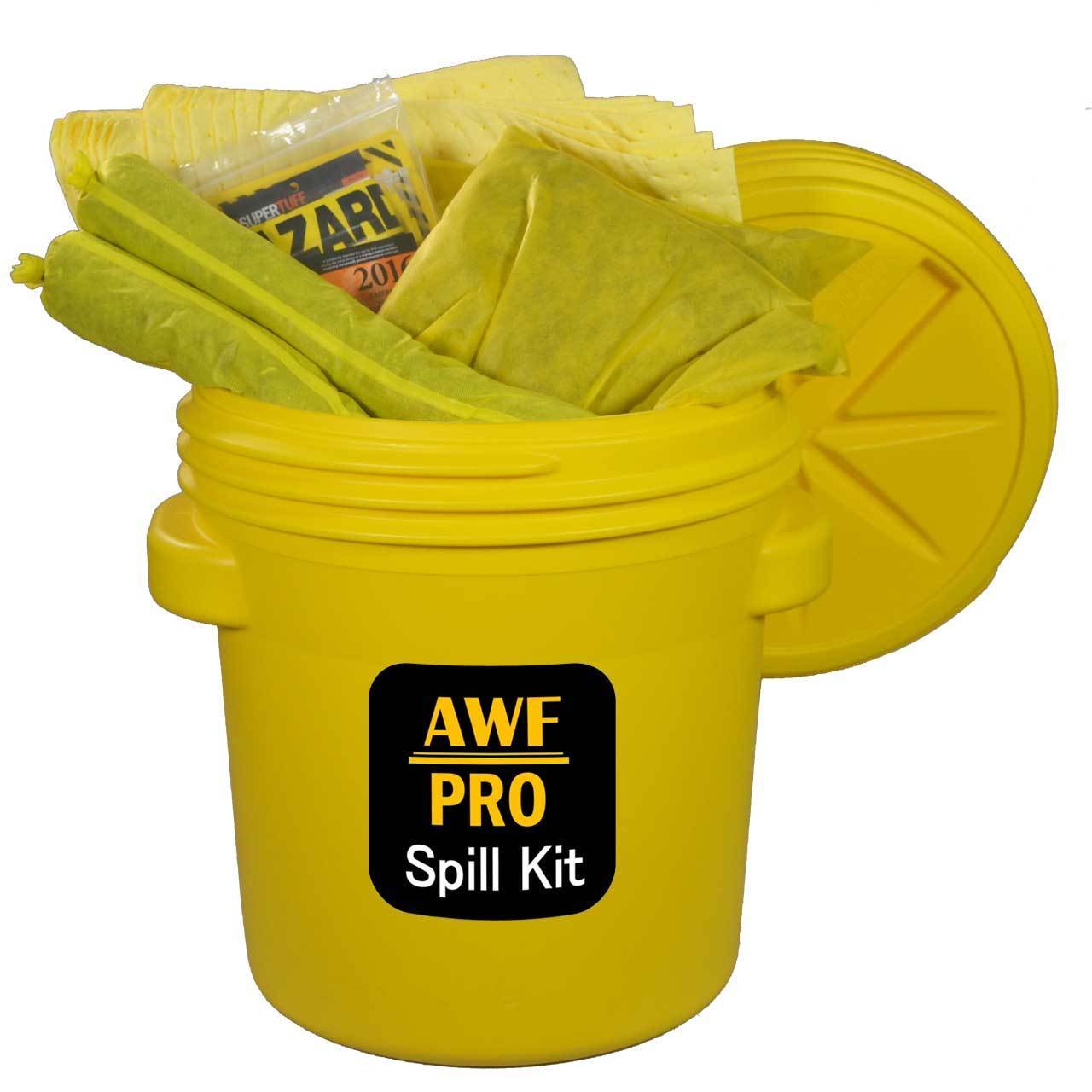 20 Gallon Hazmat Spill Kit Includes Overpack Drum,12 Pads 15”x19”, 9