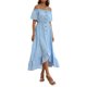 thumbnail image 2 of VISgogo Vestido de mujer, estampado floral, hombros descubiertos, manga corta, decoración de botones, dobladillo con volantes, vestido de blusón VISgogo  moda, 2 of 9