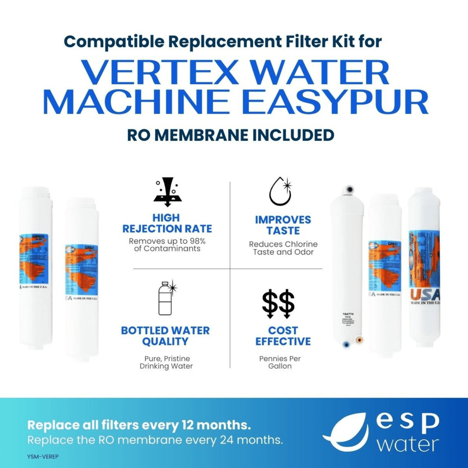 Vertex Water Machine EasyPur Filter Kit with RO Membrane