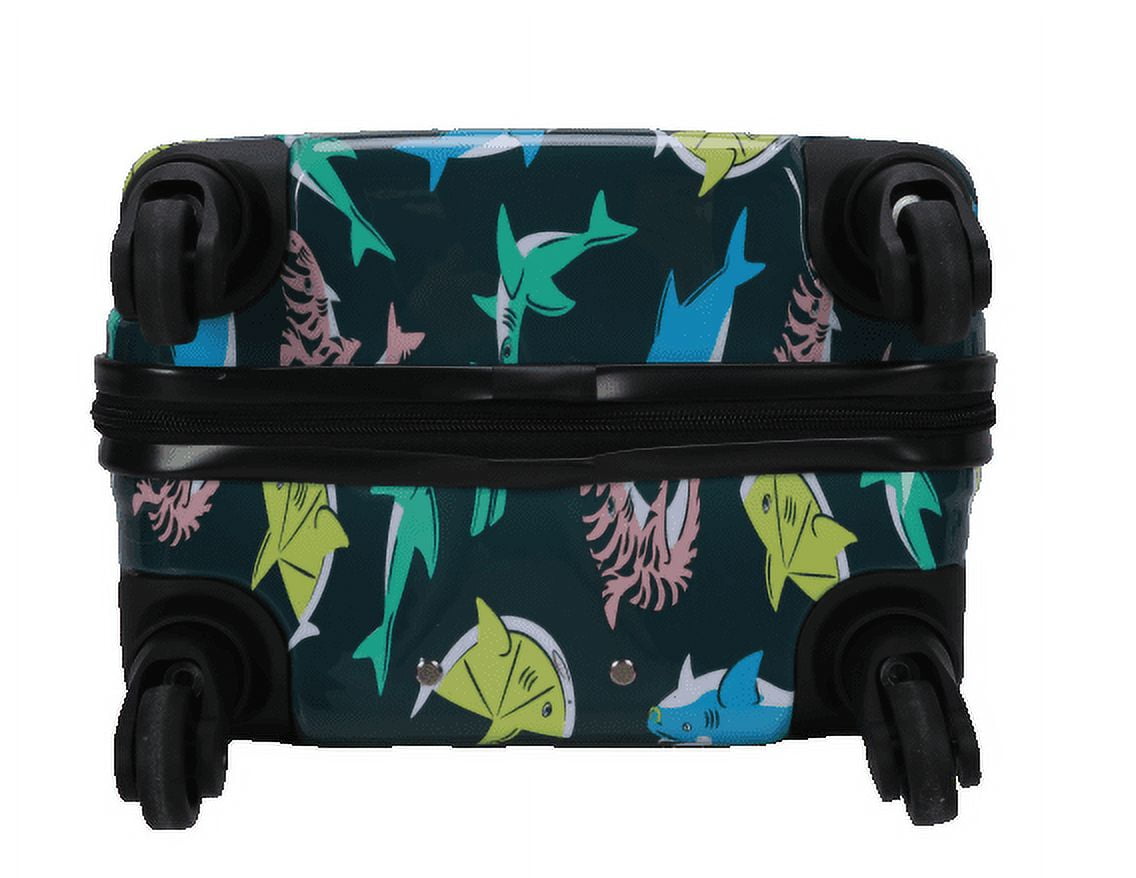 CRCKT 21-inch Jawsome Hardside Carry-On Kids Luggage With Luggage Tag, Black Shark Print