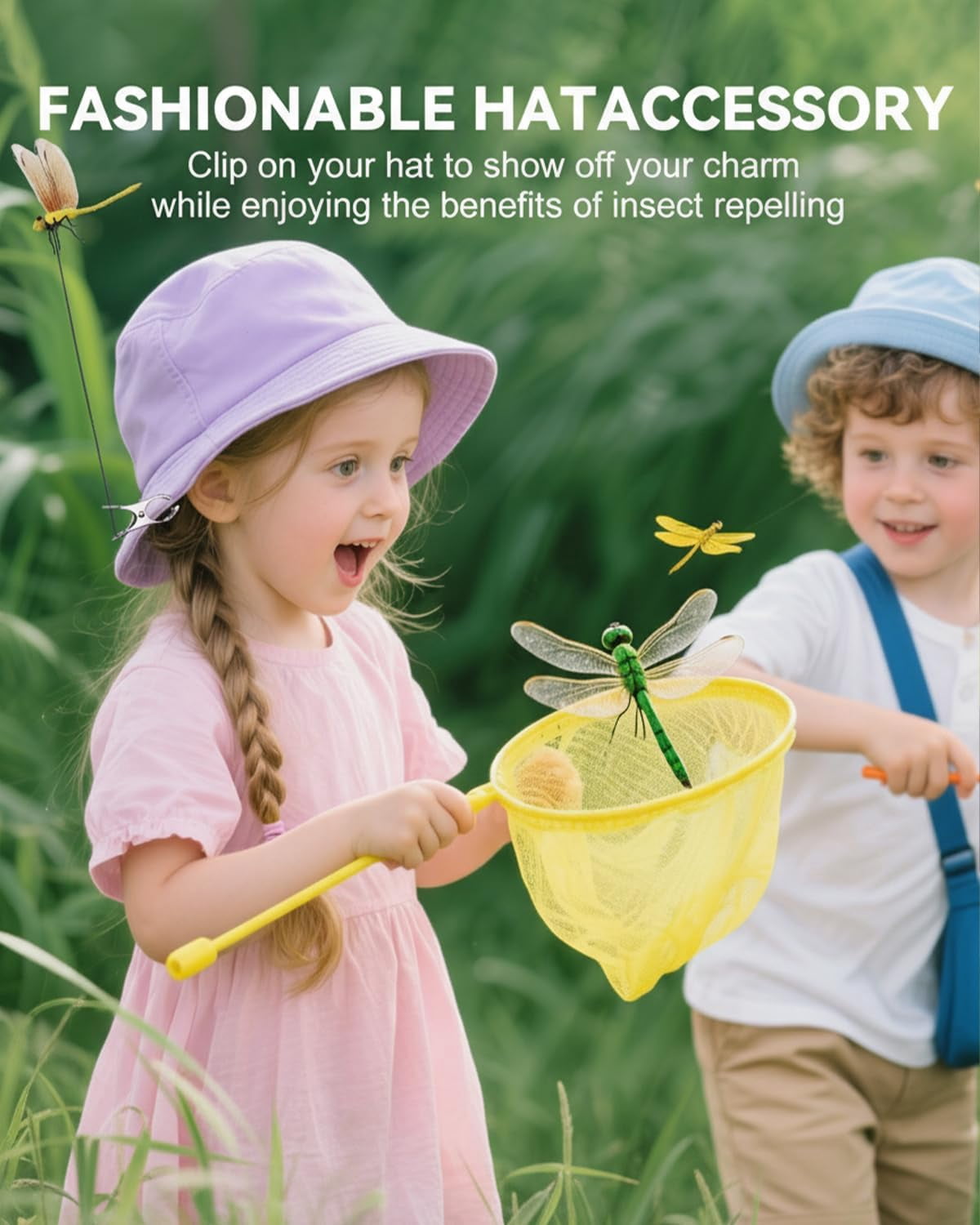 40 PCS Dragonfly Clips for Bugs Repellent Outdoor, 3D Artificial Dragonfly Garden Stakes Decor, Dragonfly Clips to Keep Bugs Away Yard Patio Hat Golf (4 Color Set)
