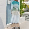 thumbnail image 3 of Beach Wave Pattern Women's Long Dress Long Sleeves Dress Vintage Dresses Party Maxi Dress High Waist Dress, 3 of 4