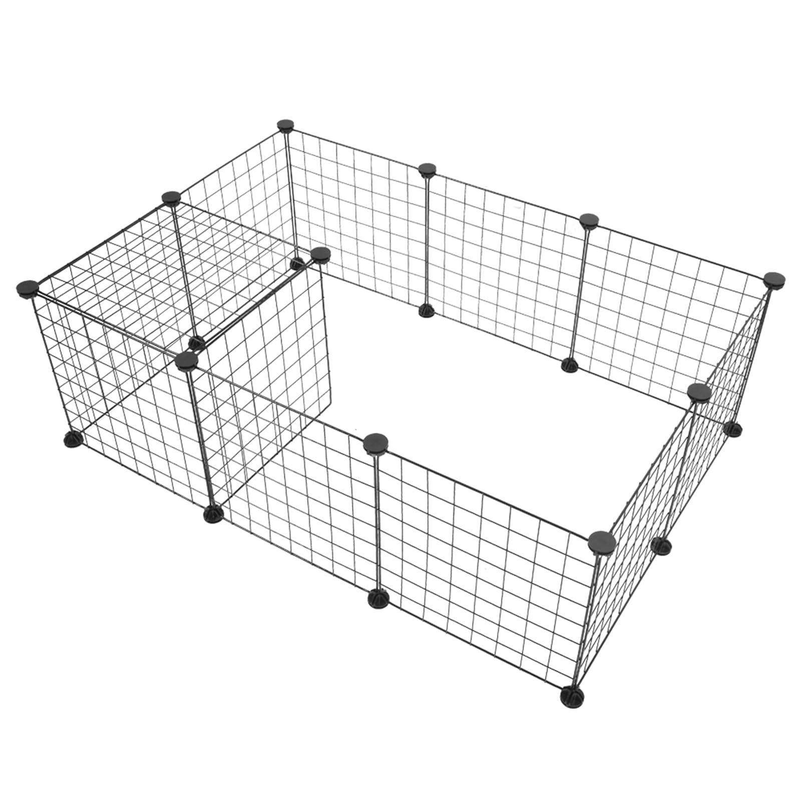 SOFTGAS DIY Small Animal Pet Playpen, Guinea Pig Cages, Rabbit Playpen, Dog/ Puppy Playpen, Indoor Portable Metal Wire Yard Fence, 14 X 14 Inch, 12 Panels, Black